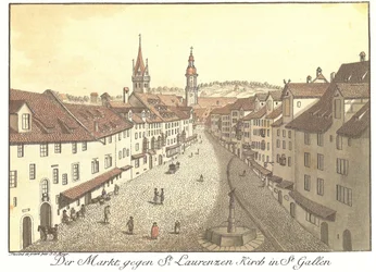Der Markt gegen St. Laurenzen Kirch in St. Gallen